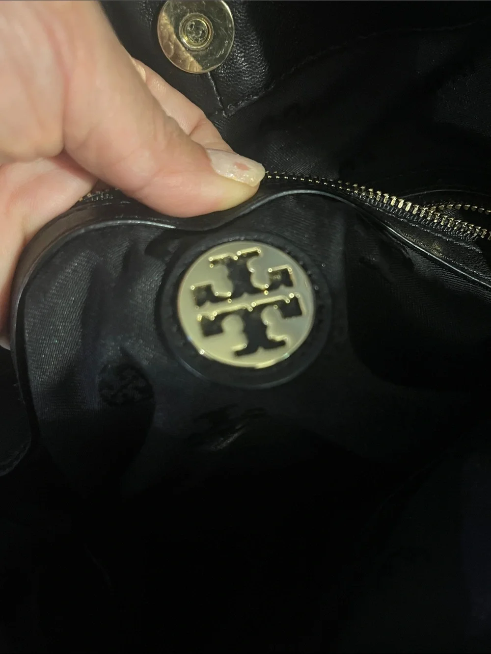 Tory Burch Quilted Black Leather Tote with Chain Handles
